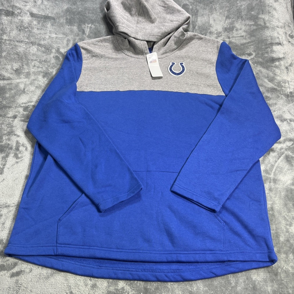 Indianapolis Colts NFL Team Apparel Fleece Hoodie 2XL Logo 2 Tone Sweater NEW